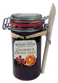 Cranberry & Orange Sauce Kilner with Wooden Spoon 300g.